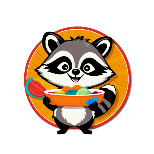 Playful Raccoon Thanksgiving Sticker