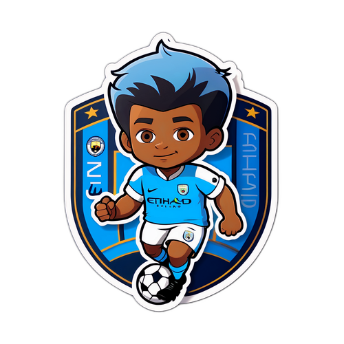 Φουτουριστικό αυτοκόλλητο της ομάδας της Μάντσεστερ Σίτι σε κινούμενο στυλ