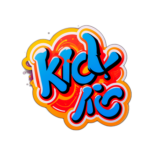 Minimalistický design samolepky s výrazem 'Kick'