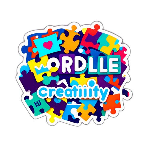 Retro-sticker 'Wordle' met Puzzlestukken