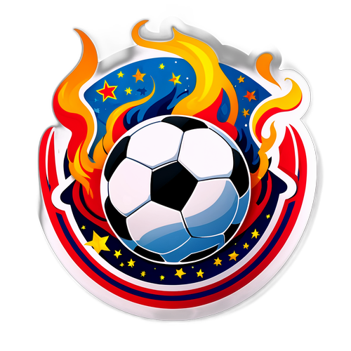 Diseño de un sticker con un balón de fútbol en llamas
