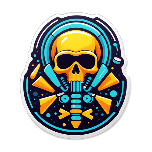 Moderni pääkallo ja futuristiset lisävarusteet