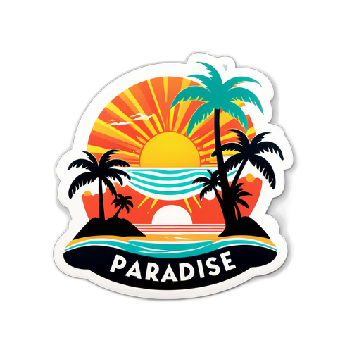 Barevná samolepka zobrazující exotické pláže Tahiti