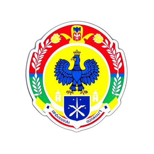 Stiker cu simbolurile Guvernului României