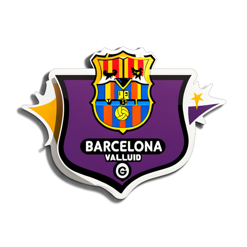 Ilustrație cu un grafic de scor pentru meciul Barcelona vs Valladolid, în stil retro