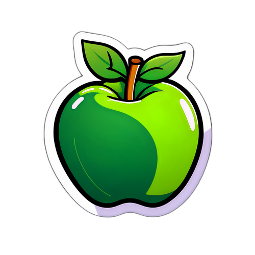 Sticker van een appel met groeiende poot