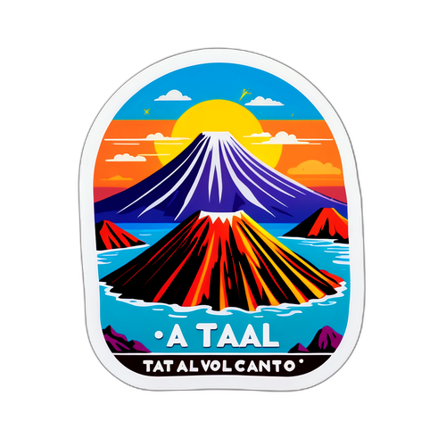 Makulay na Sticker ng Bulkang Taal