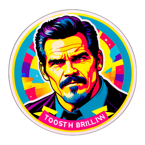 Stylish Vintage Film Style Sticker of Josh Brolin