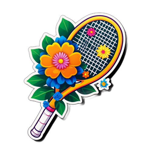 Rachetă de tenis îmbrăcată în flori