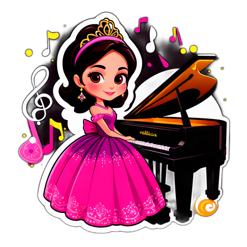 Sticker cu personaj animat în rochie de gală