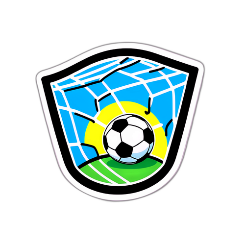 Wesoły naklejka z piłką nożną i bramką