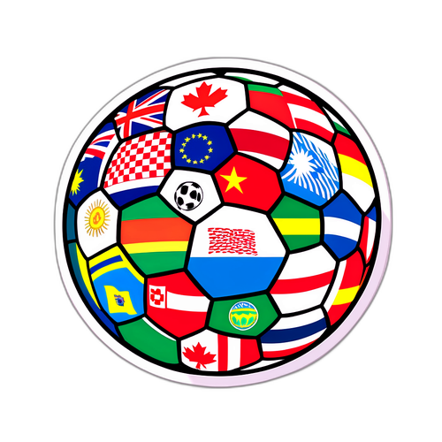 Voetbalbal met wereldwijde nationale vlaggen