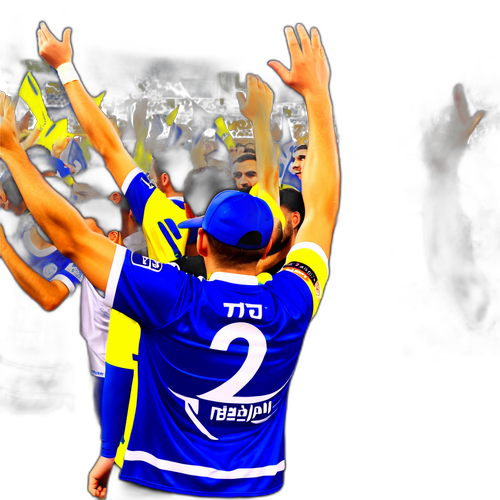 הוא לובש את צבעי מ.ב.ר בגאווה בעידוד קבוצתו נגד בני סכנין, בין קהל חגיגי