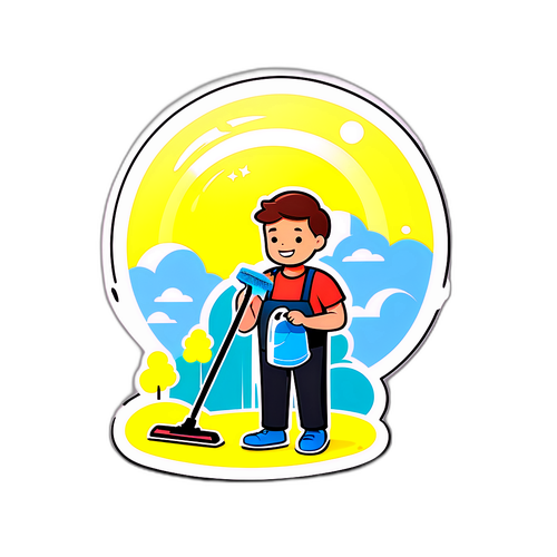 ハンドクリーナーを使うキャラクターのイラスト