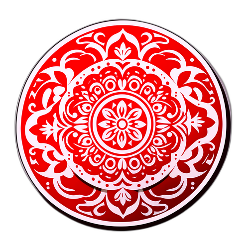 Wibrująca czerwona naklejka z abstrakcyjnymi wzorami