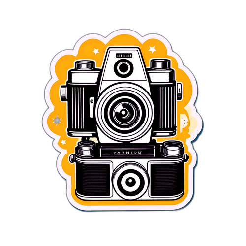 Sticker z Roznerskim i Elementami Vintage Filmowymi