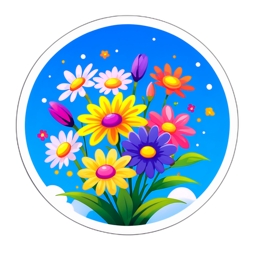 心温まる花のステッカー