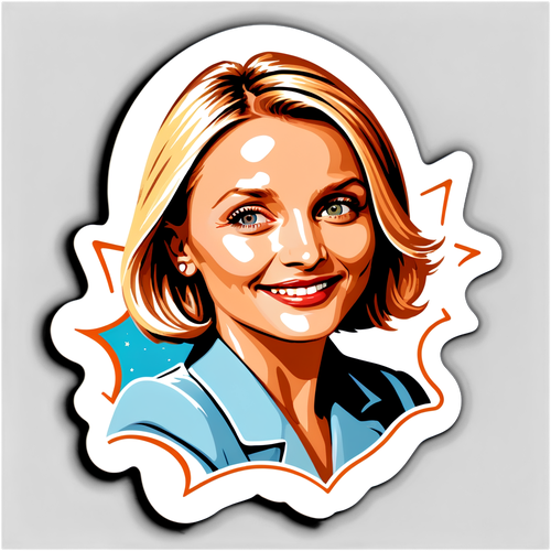 Autocollant de Cameron Diaz avec des éléments de cinéma vintage