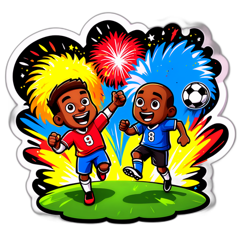 สติกเกอร์ต้อนรับวันฟุตบอลกับนักฟุตบอลการ์ตูน