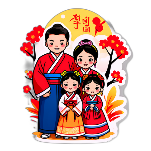 가족이 함께 설날을 기념하는 모습