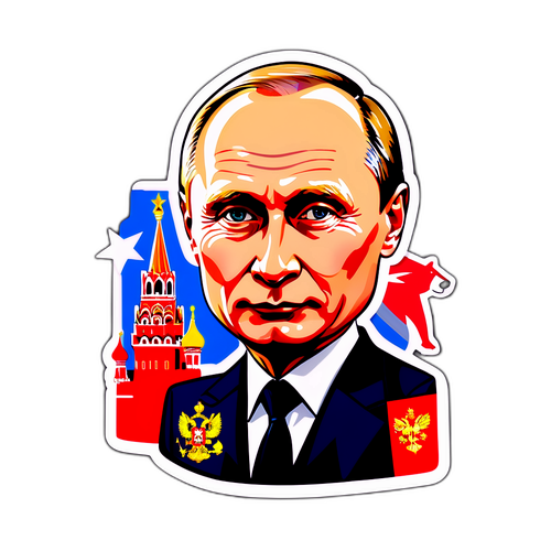 Caricatura de Putin com Elementos Icônicos da Russia