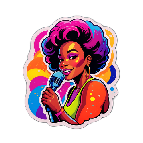 Une autocollant d'Eve Gilles sur scène