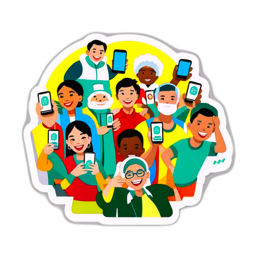 Stiker Ceria Komunitas Cek Bansos Kemensos