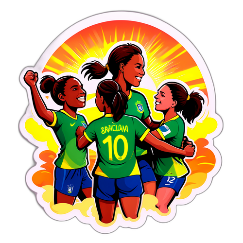 Adesivo para o Campeonato Brasileiro Feminino A1: Celebrando Jogadoras ao Pôr do Sol