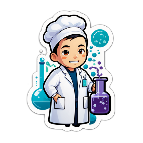 Стикер с Адамом Сяо в лабораторной одежде