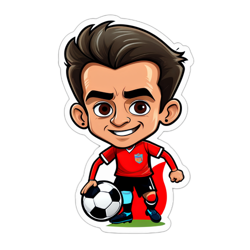 O caricatură amuzantă a lui Marius Lazurca jucând fotbal