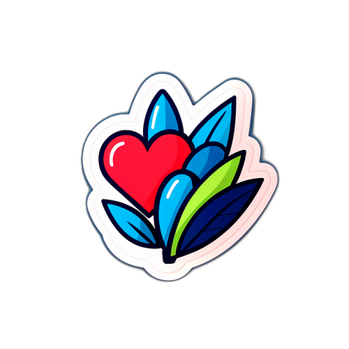 미니멀리스트 스티커 디자인 '사랑의 꽃'