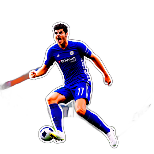 En dristig klistremerke av Morata i ferd med å score et mål