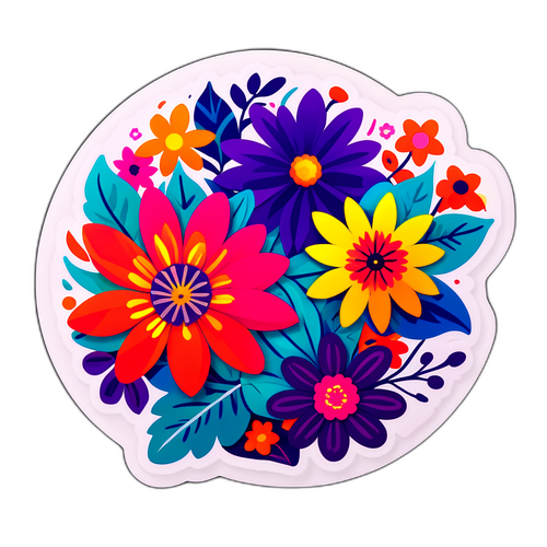 Ζωηρή Ανθισμένη Αυτοκόλλητη Ετικέτα