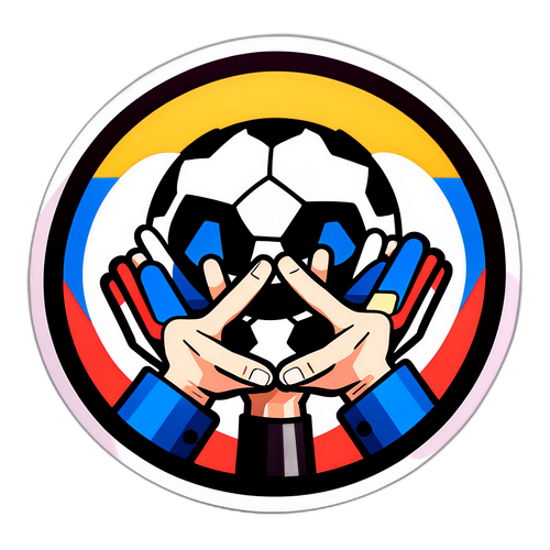 Дизайн наклейки с символикой футбольного матча