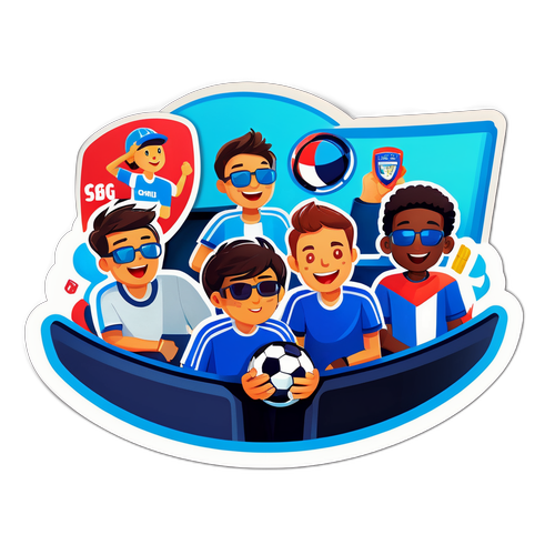 สติกเกอร์การ์ตูนของแฟนฟุตบอลชมการแข่งขันสด