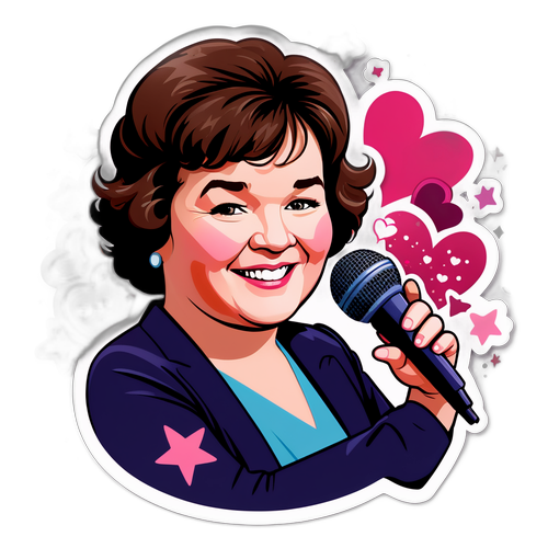 Autocollant de Susan Boyle avec un microphone
