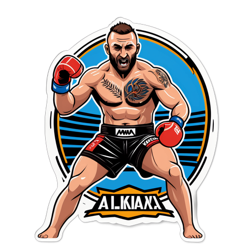 Autocollant illustrant Alexander Volkanovski en action