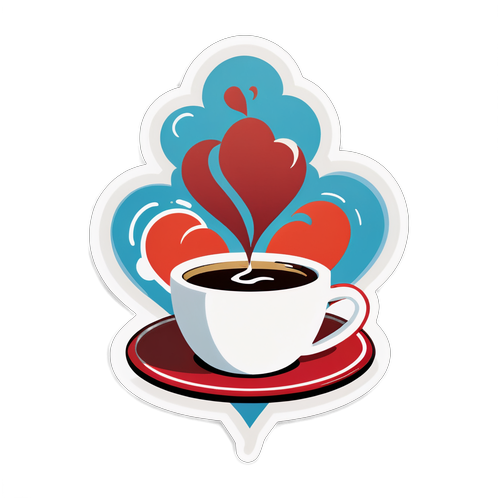 Fall in Love with Coffee: The Heartwarming Sticker Every Coffee Lover Needs!