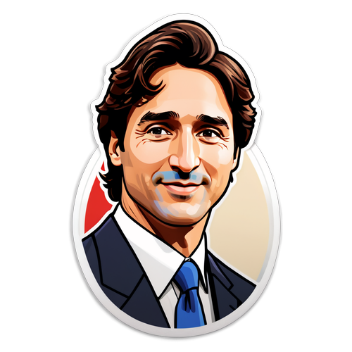 Sticker mit einem Portrait von Justin Trudeau