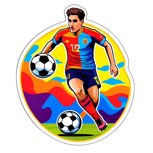 Autocollant de Ferran Torres en action sur le terrain