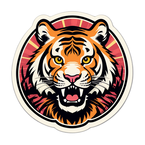Sticker de Tigre Retro-Vintage
