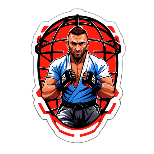Autocollant dynamique de Volkanovski dans une cage