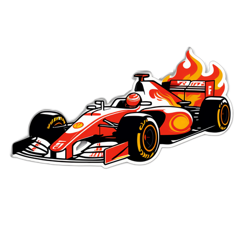 Styliseret F1 Bil med Flammer