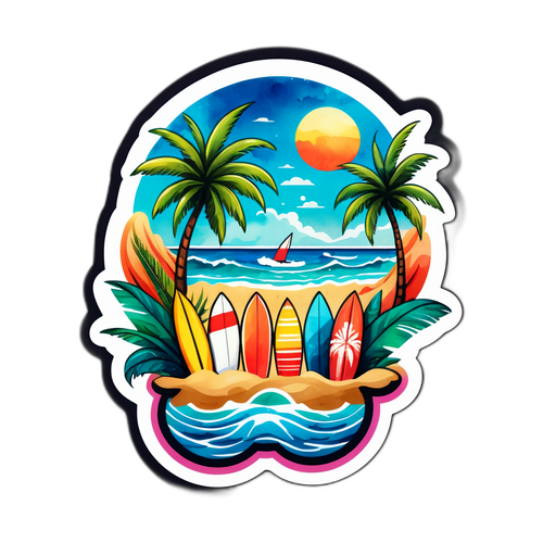 Vibrant vannfarger klistremerke av Indonesias strender