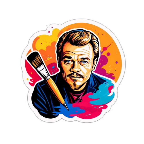 Sticker av Ivar Stenberg som skapar konst