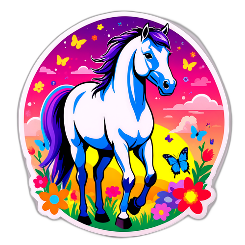 Egy varázslatos pillanat, ahol egy ló naplementében sétál