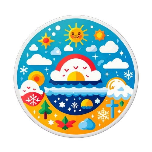 Conception originale pour février 2026 : icônes saisonnières avec prévisions climatiques