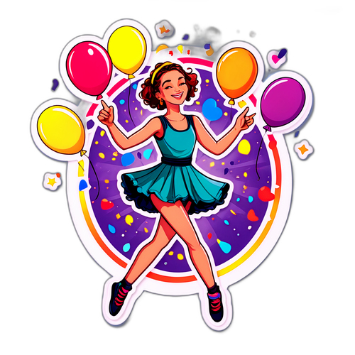 Autocolant cu Oana Roman Dansând la Petrecere