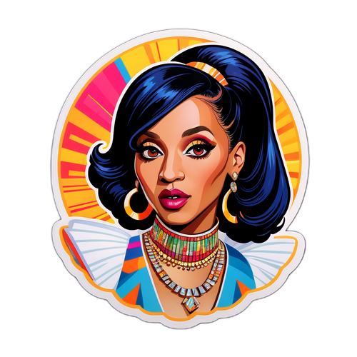 Sanat Deco Tarzında Cardi B Portresi