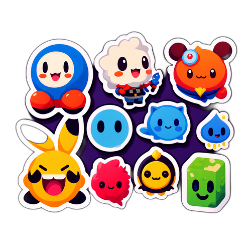 귀여운 게임 캐릭터와 스팀 로고 스티커